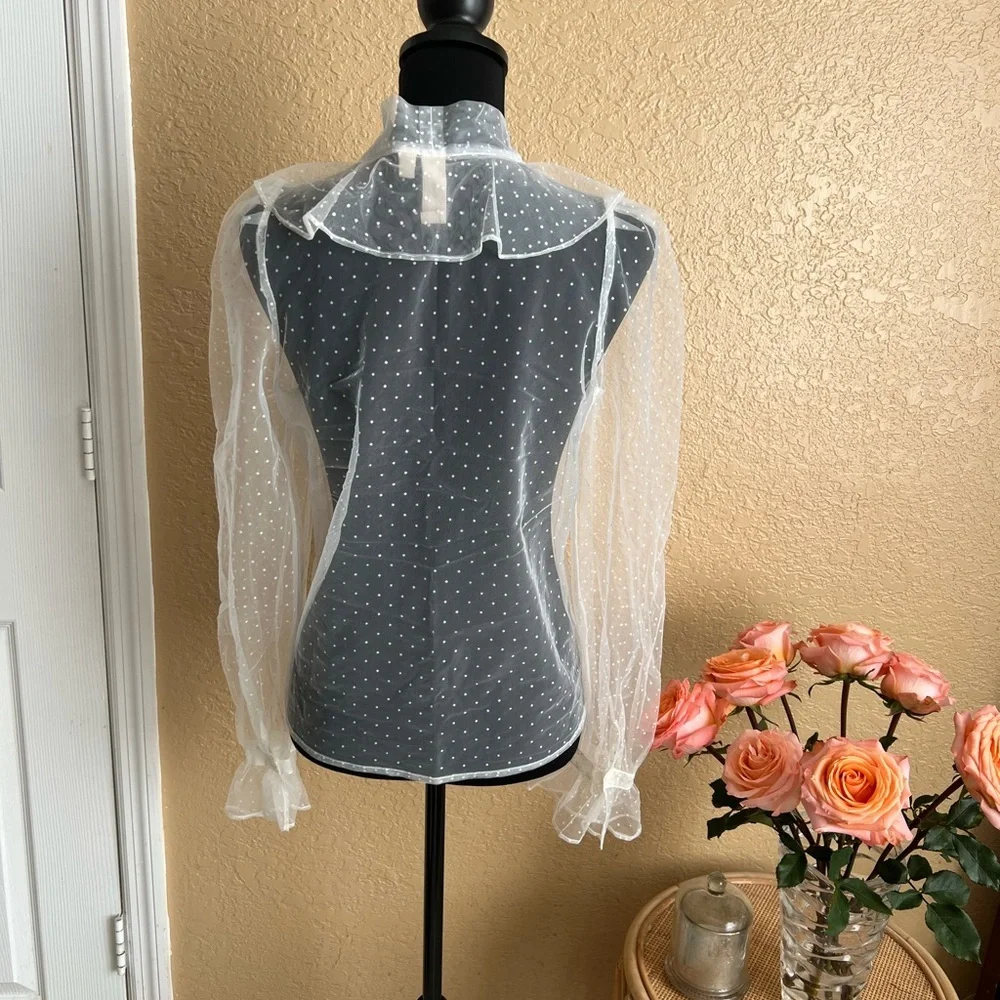 Dolan Sheer White Polka Dot blouse anthologies
Tie~neck Size S - Picture 4 of 13